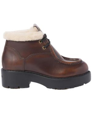 Miu Miu Fumé Leather Booties - Brown