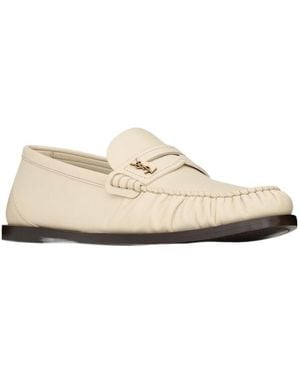 Saint Laurent Laurent Logo Plaque Slip-On Loafers - White