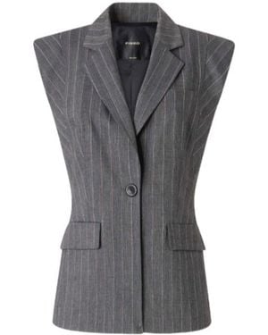 Pinko Pinstripe-Pattern Padded-Shoulder Waistcoat - Gray