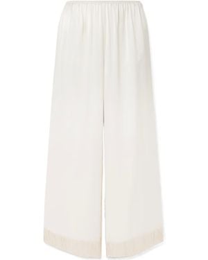 Doen Fringed Silk Wide-Leg Pants - White