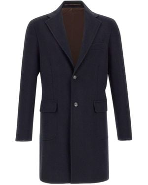 Barba Napoli Single-Breasted Tailored Coat - Blue