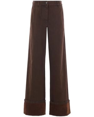 Dries Van Noten Wide-Leg Denim Trousers - Brown