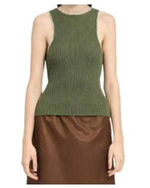 MM6 by Maison Margiela Ribbed Sleeveless Knitted Top - Green
