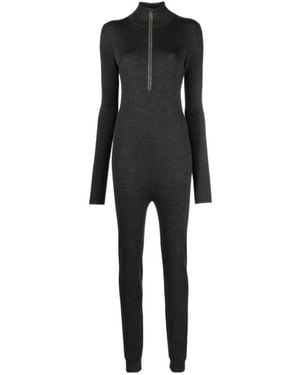 Brunello Cucinelli Ribbed Long-Sleeve Jumpsuit - Black