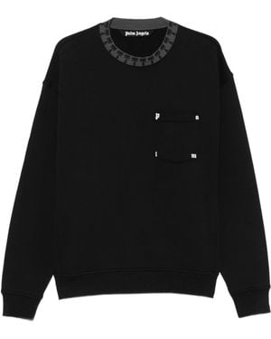 Palm Angels Logo Collar Pocket Sweatshirt - Black