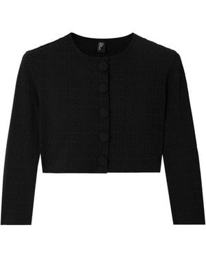 Lisa Marie Fernandez Cropped Seersucker Cardigan - Black
