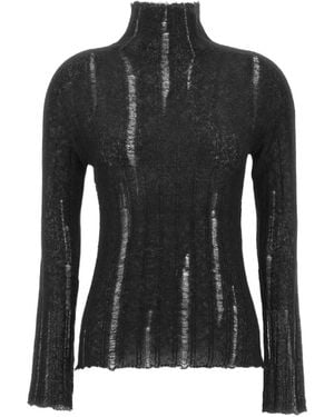 Fabiana Filippi Sheer High Neck Knitted Jumper - Black