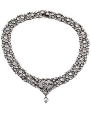 Gucci Gg Marmont Crystal Choker Necklace - Metallic