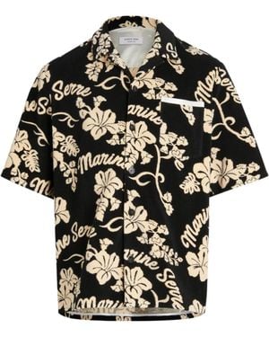 Marine Serre Patterned-Jacquard Terry-Cloth Shirt - Black