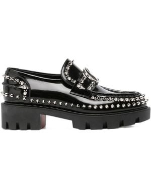 Christian Louboutin Cl Moc Lug Spikes Loafers - Black