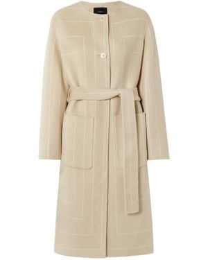 JOSEPH Scheffer Belted Striped Coat - Natural