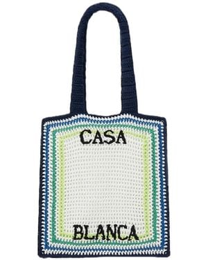 CASABLANCA Stripe Crochet Shoulder Bag - Blue