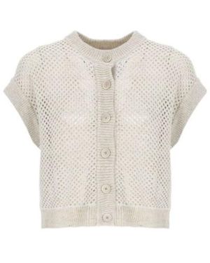 Peserico Open-Knit Sleeveless Cardigan - White