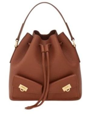 Ferragamo Hug Multi-Pocket Bucket Bag - Brown