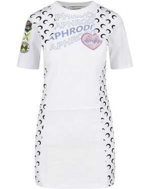 Marine Serre Graphicprint Tshirt Mini Dress - White