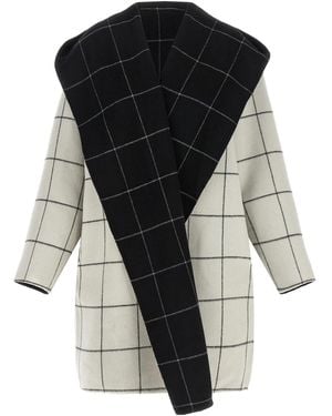 TOTEME Check-Pattern Hooded Coat - Black