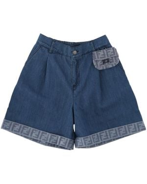 Fendi Belt-Loop Denim Shorts - Blue