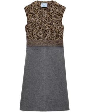 Prada Shetland Wool And Cashmere V-Neck Dress - Grey