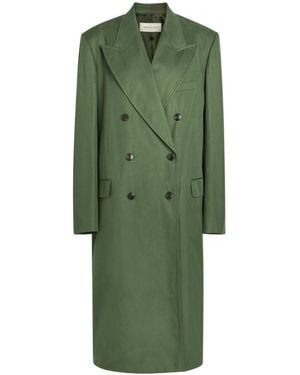 Dries Van Noten Double-Breasted Cotton Coat - Green