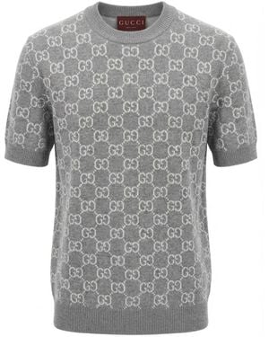 Gucci Reversible Gg Fine Wool Jacquard Top - Grey
