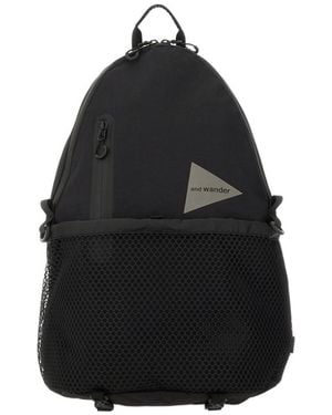and wander Logo Printed Backpack - Black