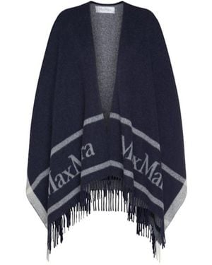 Max Mara Fringed Cloak - Blue