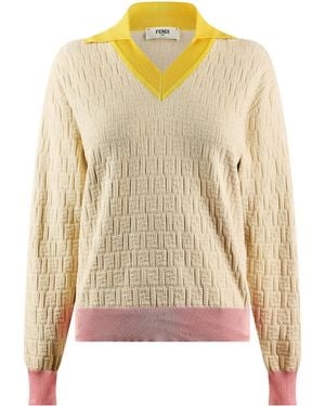 Fendi V-Neck Sweater - Natural