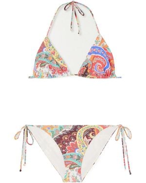 Etro Fine Strap Printed Swimsuit - White