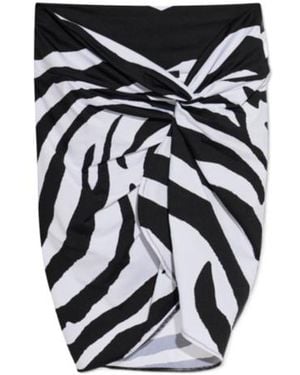 Balmain Zebra-Print Twisted-Detail Mini Skirt - Black