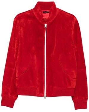 Tom Ford Long-Sleeved Suede Leather Jacket - Red