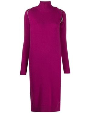 DIESEL Zip Reveal Turtleneck Knitted Dress - Purple