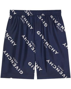 Givenchy Logo Shadow Printed Bermuda Shorts - Blue