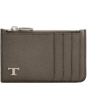 Tod's Logo-Plaque Zip-Fastening Cardholder - Grey