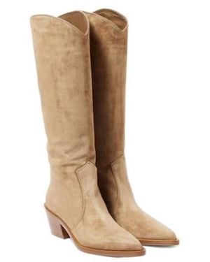 Gianvito Rossi Suede Knee-High Boots - White