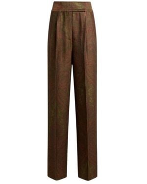 Etro Wool-Blend Jacquard Pants With Paisley Motif - Brown