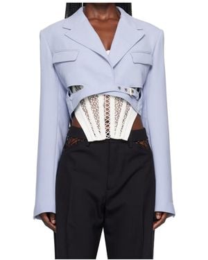 Dion Lee Interlock Cropped Single-Breasted Blazer - Blue