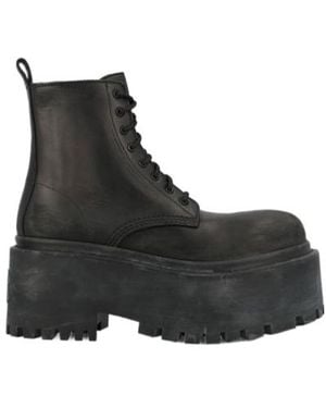 Balenciaga Strike Platform Lace-Up Boots - Black