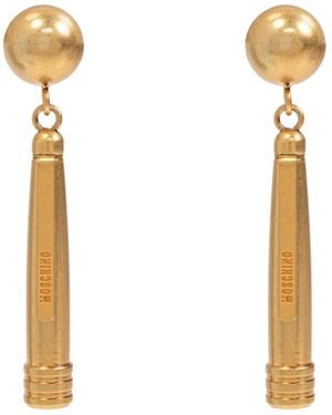 Moschino Logo Engraved Pen Motif Earrings - White