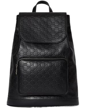 Gucci Gg Emblem Medium Backpack - Black
