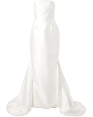 Solace London Strapless Pleated Twill Gown - White