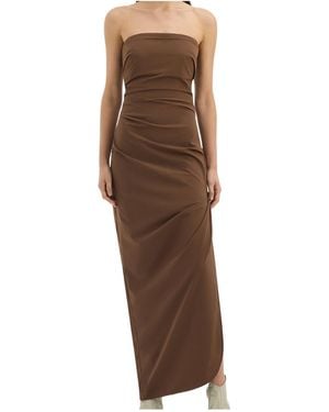 SIR. Florent Strapless Ruched Crepe De Chine Gown - Brown