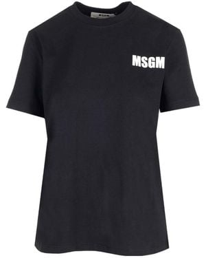 MSGM Logo Printed Crewneck T-Shirt - Black