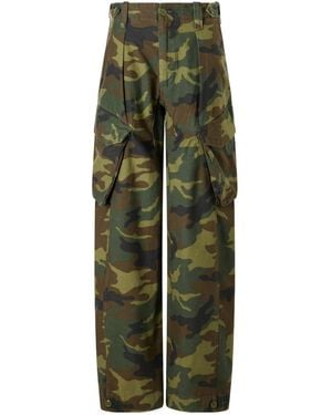 R13 Printed Cotton-Canvas Barrel-Leg Cargo Pants - Green