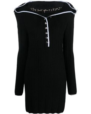 Y. Project Ruffle-Collar Merino Wool Minidress - Black