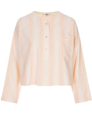 Chloé Long-Sleeve Crop Top - Pink