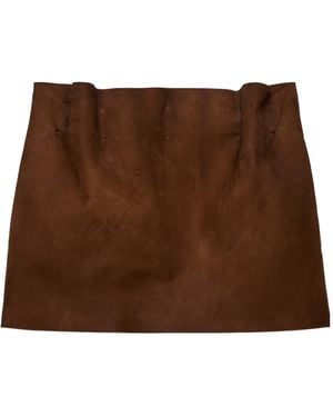 Prada Elasticated-Waistband Mini Skirt - Brown