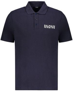 Balmain Logo Short-Sleeve Polo Shirt - Blue