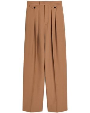 Chloé Pleated Straight-Leg Wool Pants - Brown