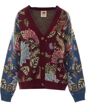 FARM Rio Long-Sleeve Knit Cardigan - Purple