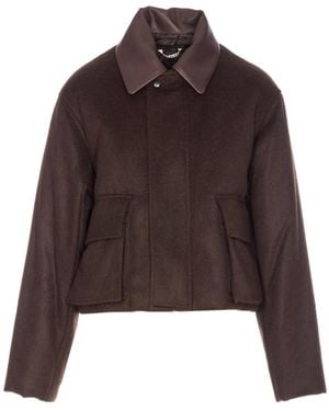 AURALEE Padded Contrast Collar Jacket - Brown